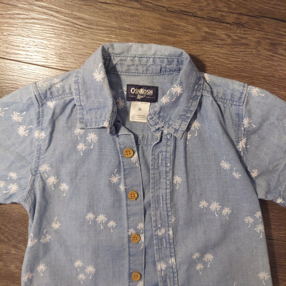 Bundle of 3 Toddler Boy Long and Short-sleeved Button Down Shirts Size 3T-4T - Picture 5 of 12